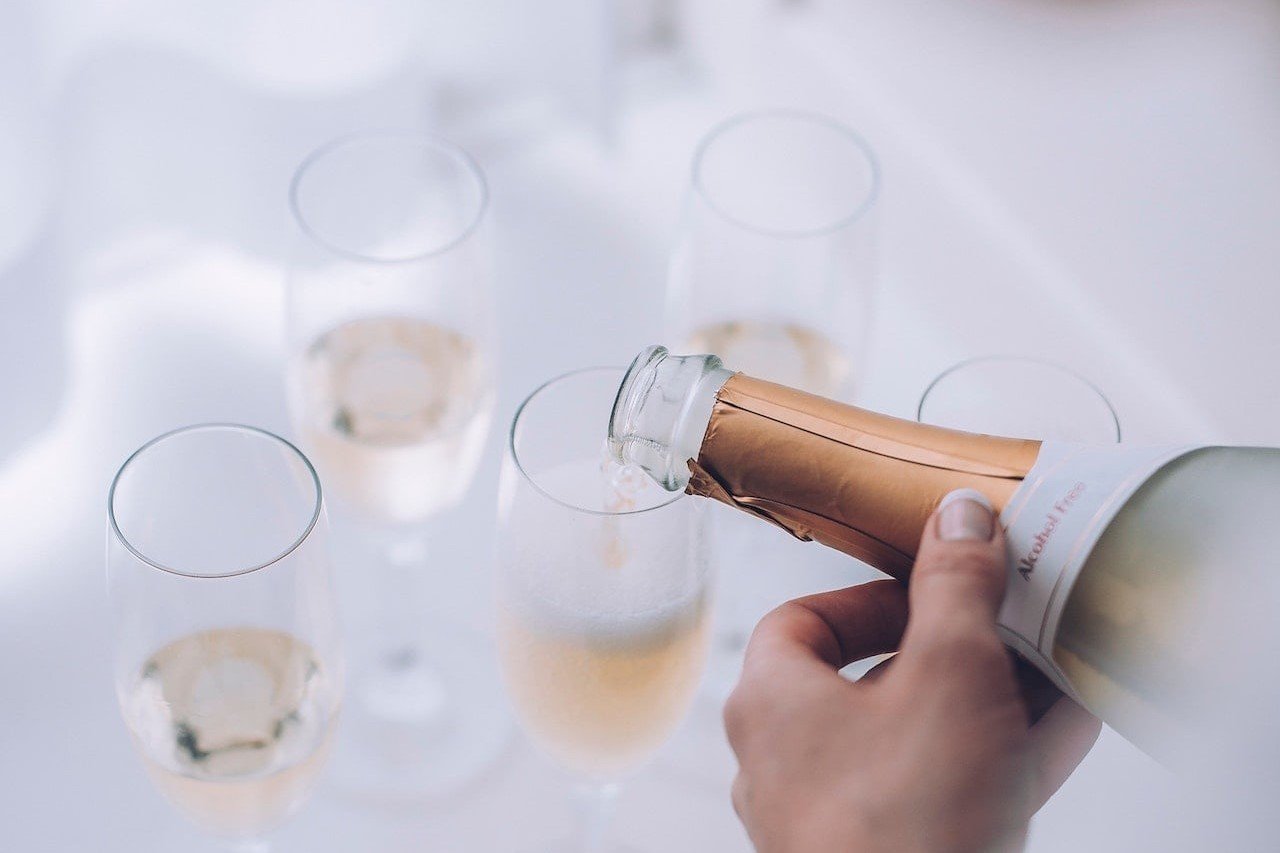 Wanderlust Adventure Yacht wedding champagne